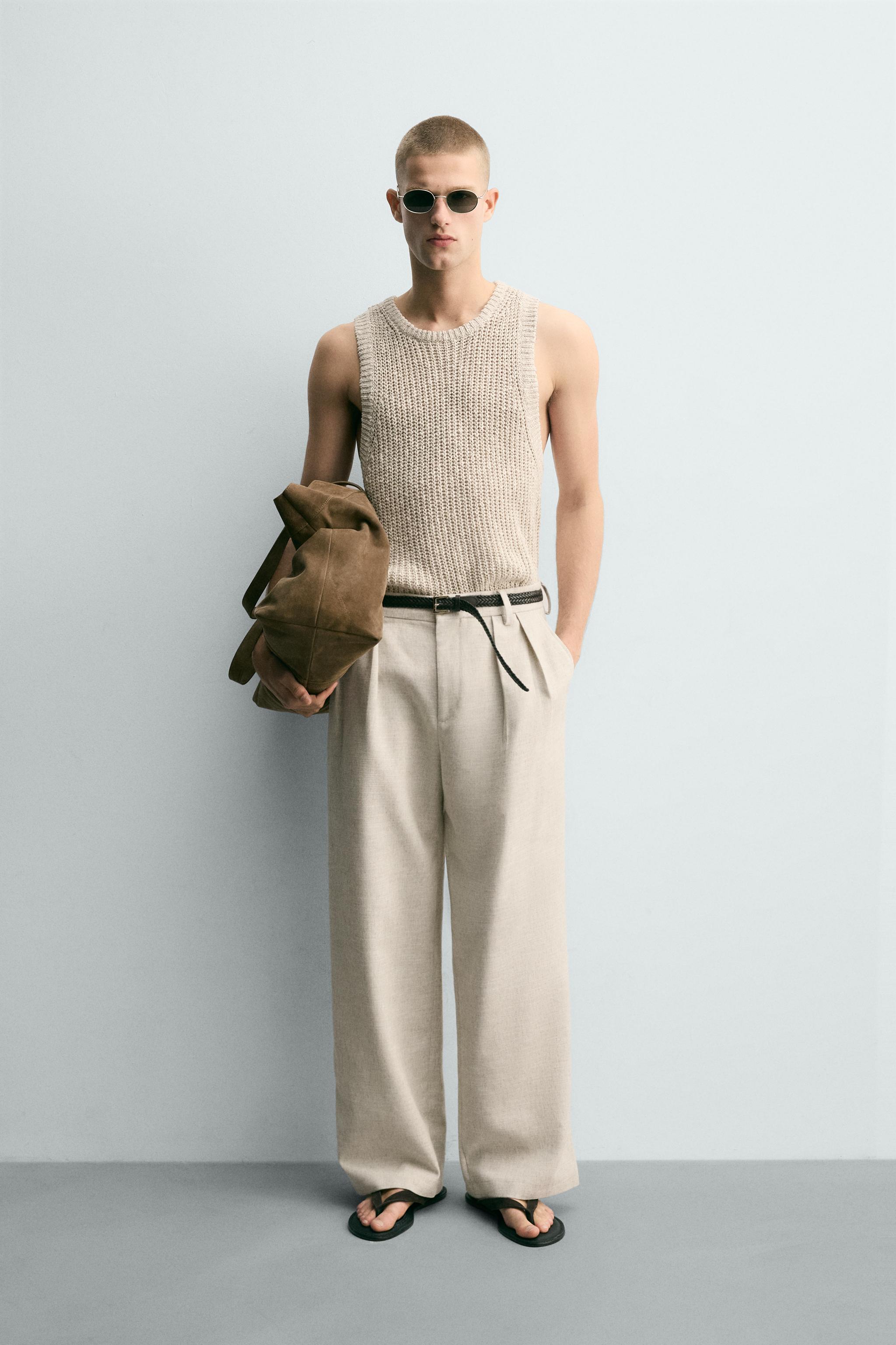 KNIT COTTON LINEN BLEND TANK TOP